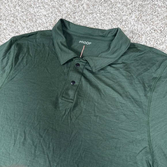 Proof Other - Proof 72 Hour Polo Shirt Mens Medium Green Merino Wool Blend Snap Button